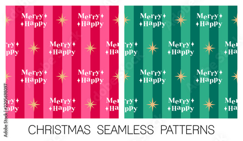 Set of letters with red and green stripes pattern for Christmas and new year background.