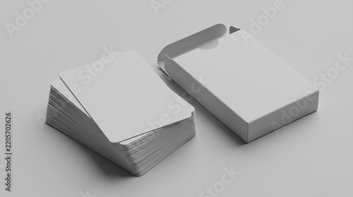 Blank Playing Cards and Tuck Box Mockup Isolated on Gray Background