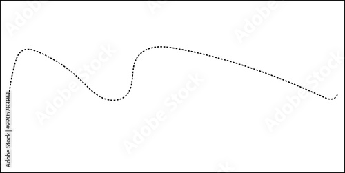 Abstract Hand-Drawn Dotted Line Collection. Dotted Spiral Curve Line. Hand Sketched Curly Border. Curly dotted line. Long dashed hand drawn squiggle.