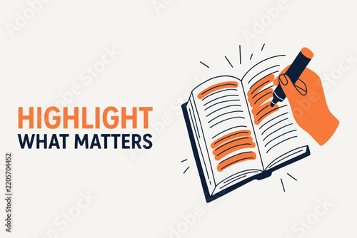 Hand Highlighting Important Text In Open Book