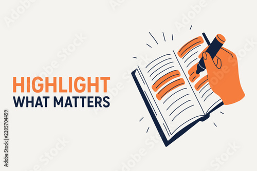 Person Highlighting Important Text In Open Book