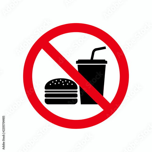 Prohibition sign for food and drink items