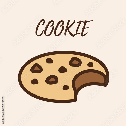 Delicious Chocolate Chip Cookie With Bite Taken Isolated