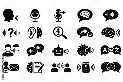 AI Voice Chatbot and Virtual Assistant Icon Set
