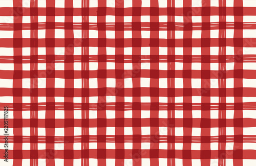 Red and White Gingham Plaid Seamless Pattern Vector