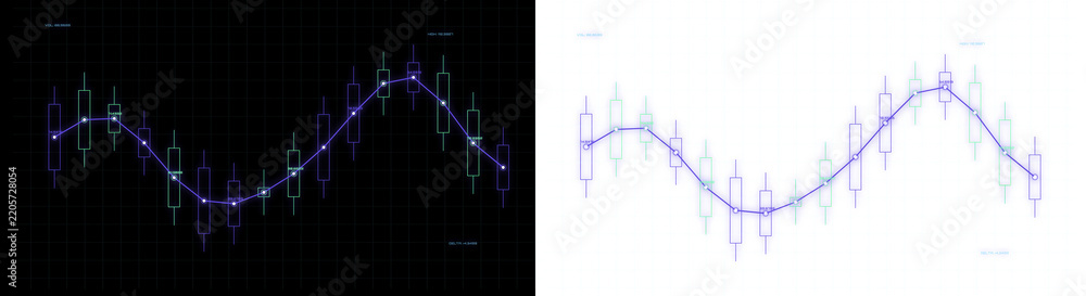 Fototapeta premium Financial candlestick chart showing market trend analysis isolated on transparent background