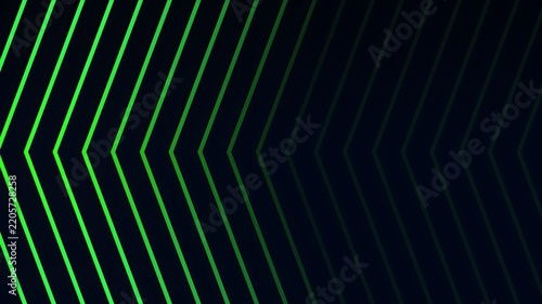 Abstract green neon chevron pattern on dark background for modern technology design
