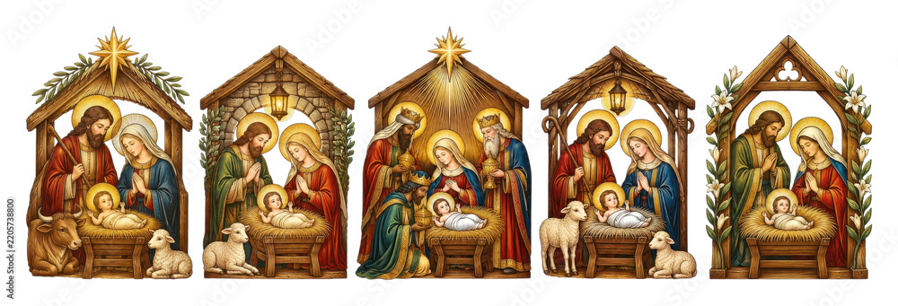 Obraz premium PNG Nativity scenes depicting Holy Family