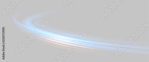 Dynamic light streak with subtle warm and blue glow on transparent background. High speed motion trail overlay
