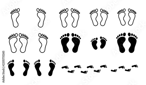 Footprint Stroke and Silhouette Icon Set Vector for Web and Mobile App