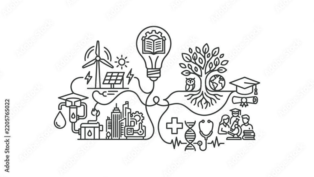 Obraz premium Sustainable Future Concept Innovation Education Energy Environment Health Science