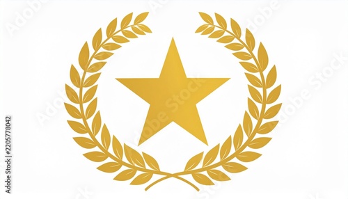 Golden Laurel Wreath with Star Emblem Design.