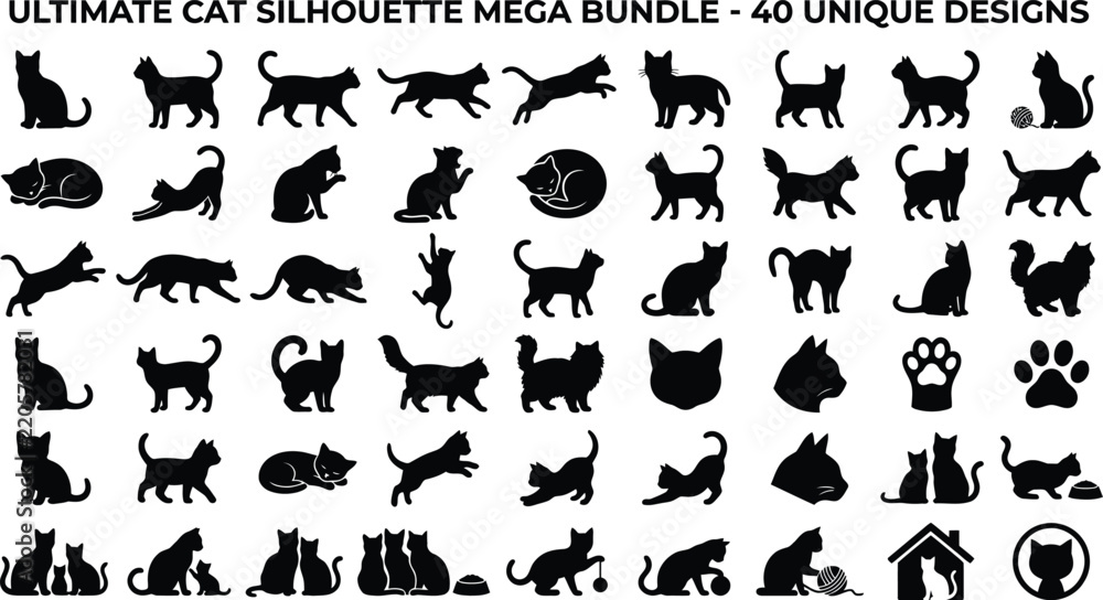 Obraz premium 40 Black Cat Silhouette Designs Bundle