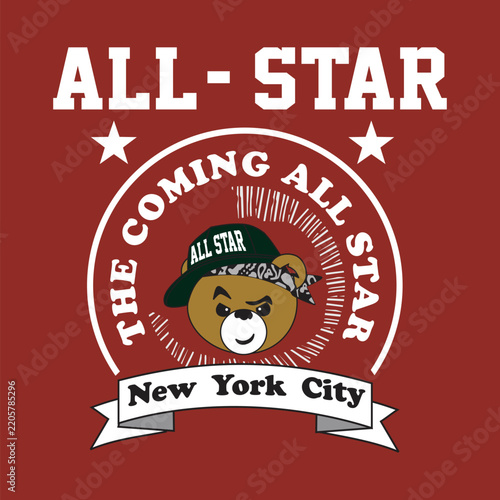 Bear in the logo design, vector cartoon illustration.