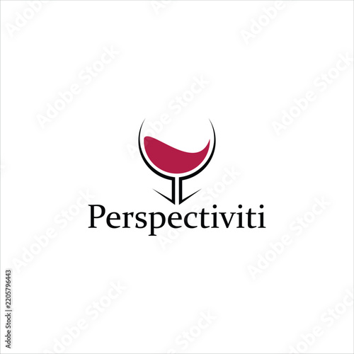 Perspectiviti Wine Glass Logo with Elegant Red Bowl and Minimalist Black Typography