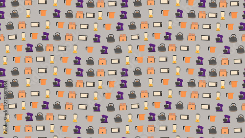 Seamless pattern of kitchen appliances