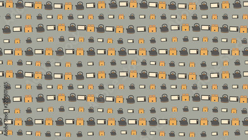 Seamless pattern of kitchen appliances