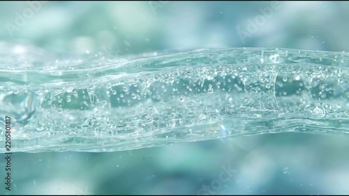 Water purification technology appears as a translucent pale aquamarine membrane-like gel containing abstract material background