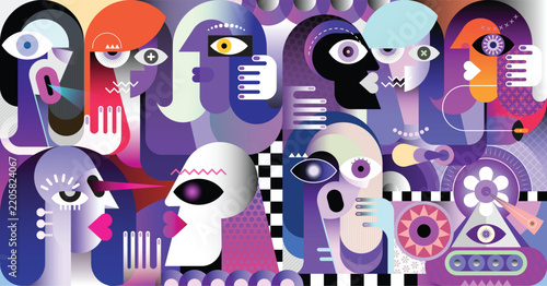 Large Group Of Different People vector artwork