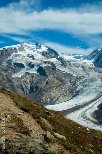 Majestic Alpine Glacier Landscape with Hiking Trail
