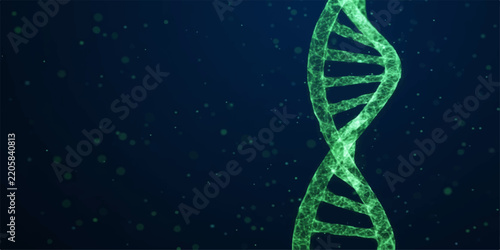DNA Helix on Blue Background, 3D Genetic Molecule Structure, Biology and Biotechnology Science Concept, Medical Research and Molecular Genetics Illustration