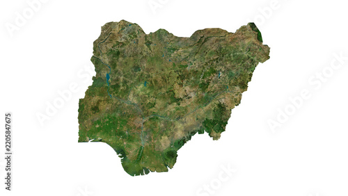 Nigeria Geological Map with Hillshade Relief, High Resolution Terrain PNG