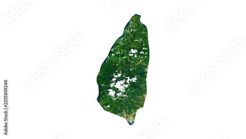 SAINT LUCIA Geological Map with Hillshade Relief, High Resolution Terrain PNG