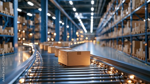 Modern Warehouse Conveyor Belt Shelves, Logistics Storage