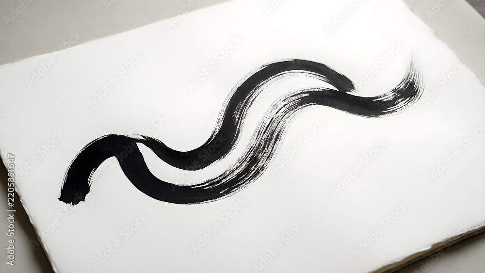 Fototapeta premium Brush pen drawing of abstract rhythmic curves