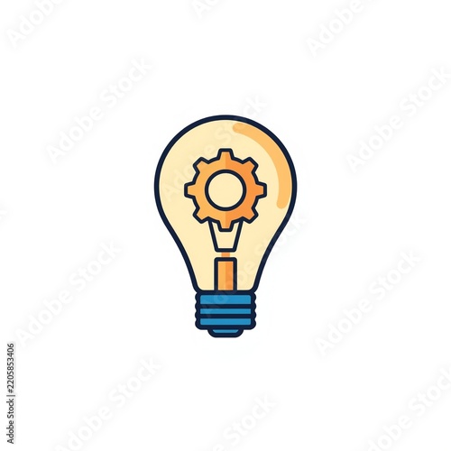Lightbulb with gear inside icon clean minimal innovation idea concept