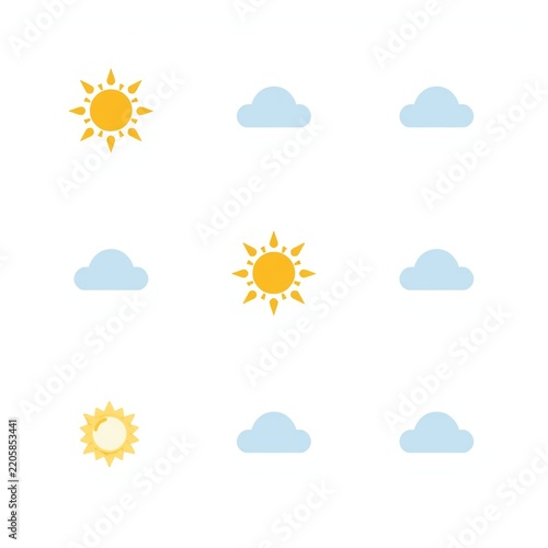 Sun and cloud weather icon set clean minimal forecast graphic