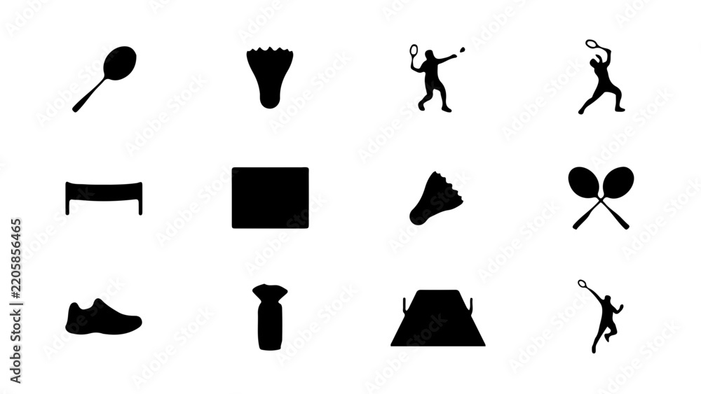 Fototapeta premium Black and white icons of sports equipment