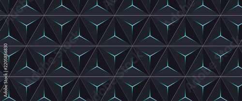 Dark Geometric Triangle Pattern With Glowing Cyan Accents   