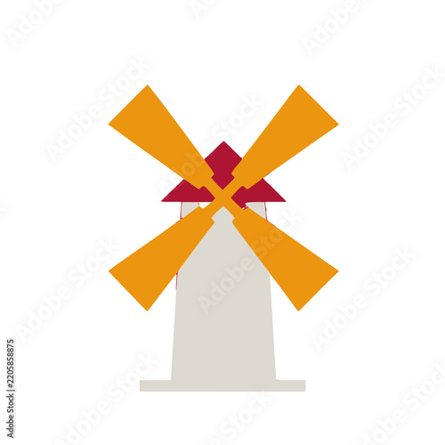 Stylized windmill illustration with orange blades
