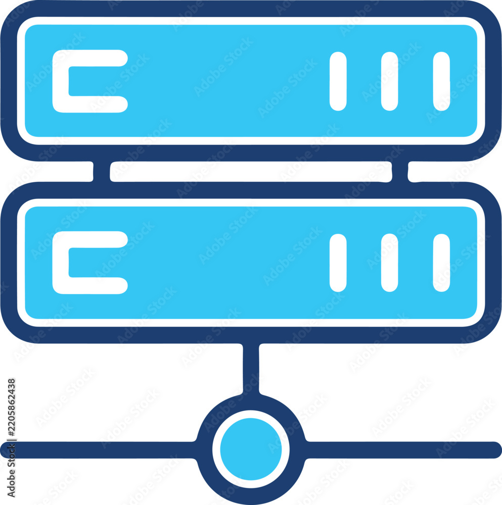 Obraz premium Blue server rack icon for network data center