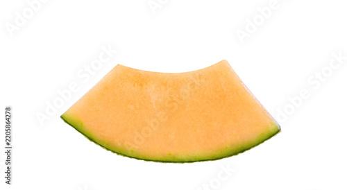 Slice of cantaloupe melon isolated on transparent background. PNG
