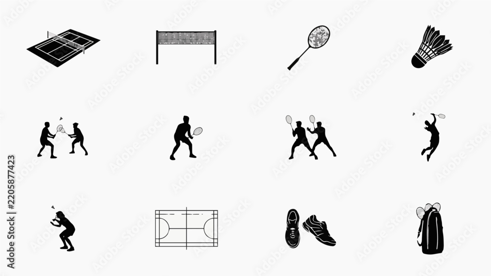 Fototapeta premium Illustrations of racket sports equipment
