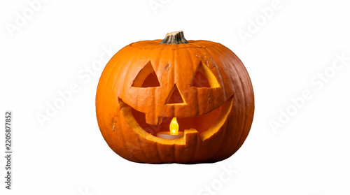 Real Carved Jack-o-Lantern Pumpkin with Candle Light