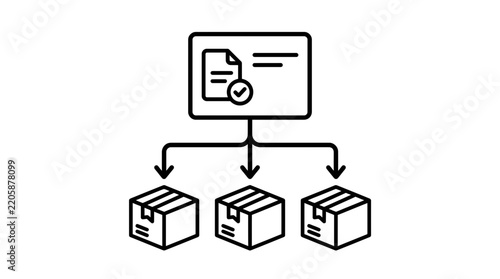Logistics Order Processing and Package Distribution Line Icon Vector Illustration
