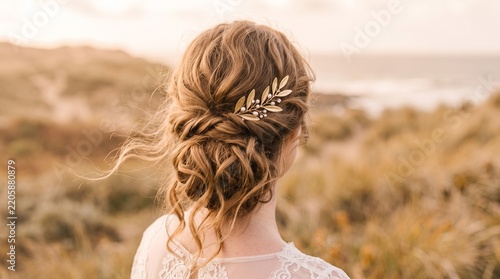 Young woman with braided hair accessory standing by the sea  