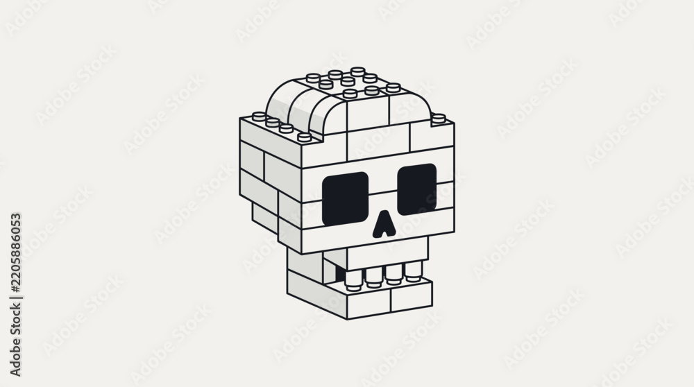 Obraz premium Lego Skull Icon 3d Isometric Vector Illustration