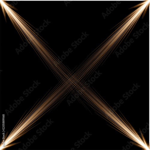 Four Corner Golden Spotlights Intersecting Diagonal Light Rays Overlay   