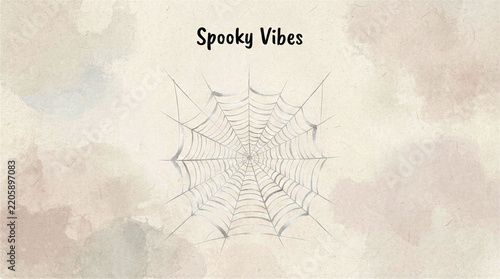 Delicate spider web illustration on a textured parchment background
