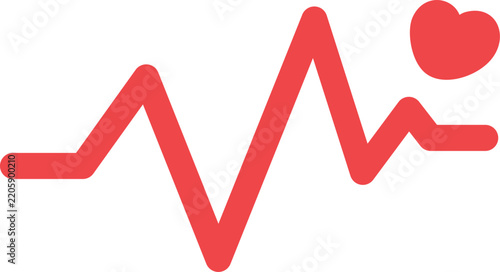 Red heartbeat pulse with heart symbol