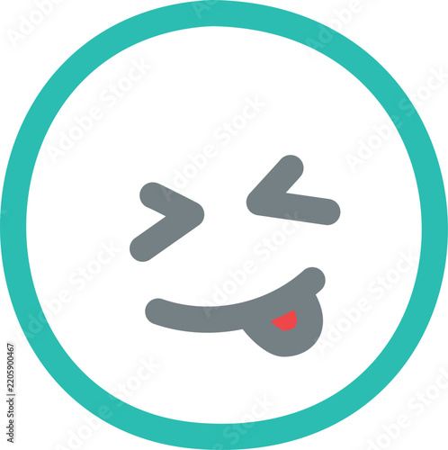 Teal playful face with winking expression