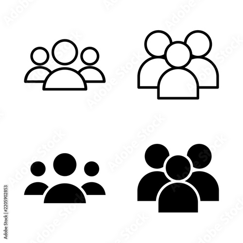 Group Icon Set in Line and Solid Glyph Style for User Team and Community Management