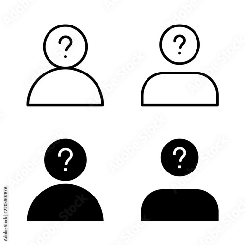 Anonymous Account Icon Set in Line and Solid Glyph Style for Private User Identity