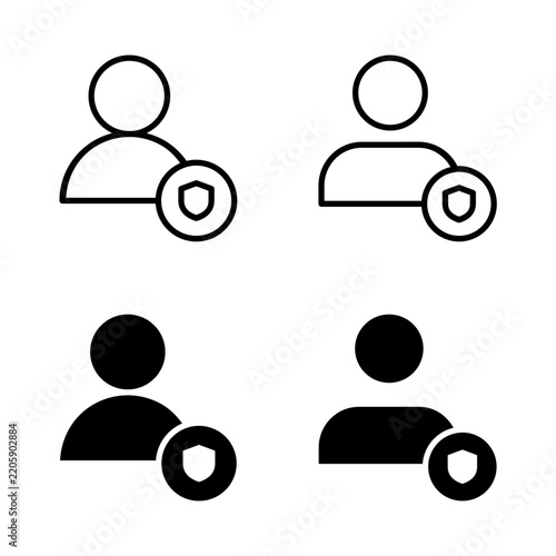 Admin Account Icon Set in Line and Solid Glyph Style for User Management and Access Control