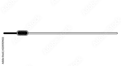 Load bar minimal horizontal progress slider with rounded handle and long thin track in monochrome outline for clean web, mobile, app and user interface layout prototypes
