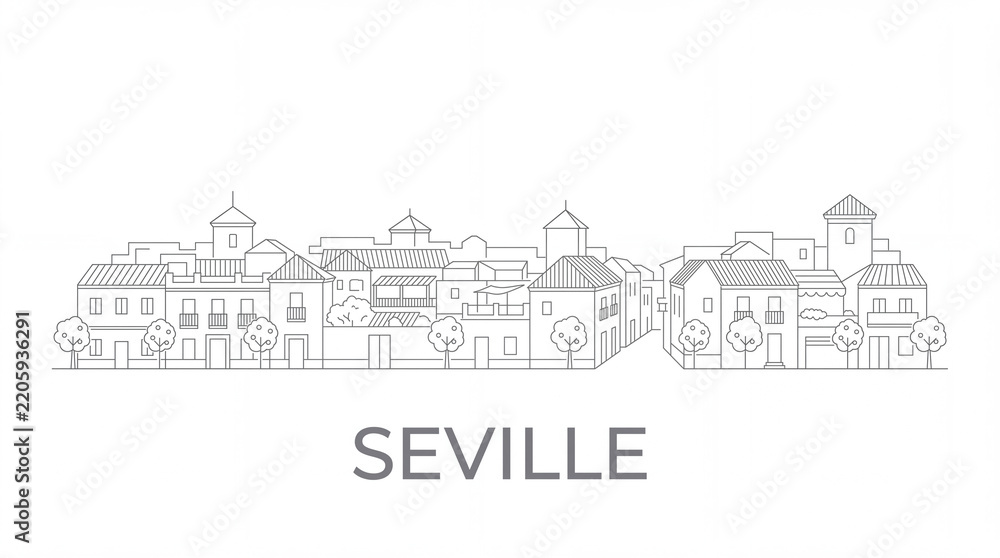 Fototapeta premium Minimalist seville city architecture line art illustration